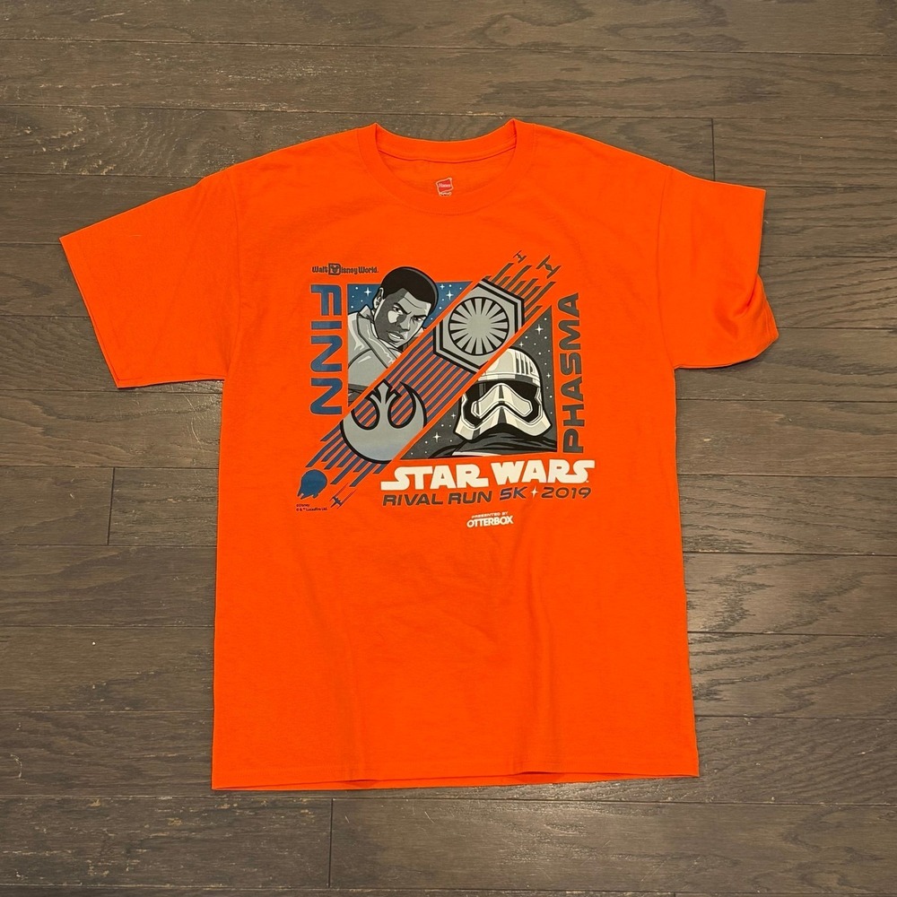 Hanes Star Wars Rival Run 5K 2019 Orange Graphic T-Shirt Finn Phasma Disney M